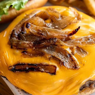 Tavern Burger, close up.