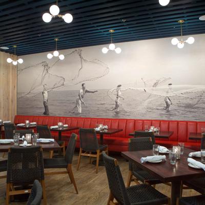 Interior, dining area, chairs and tables.