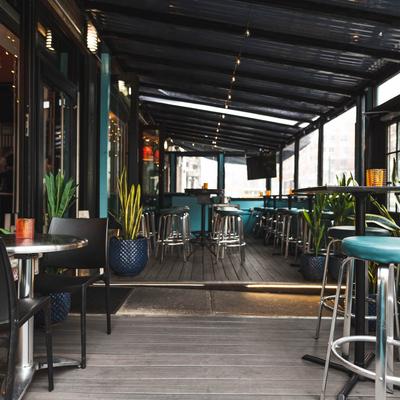 Exterior, patio seating area.