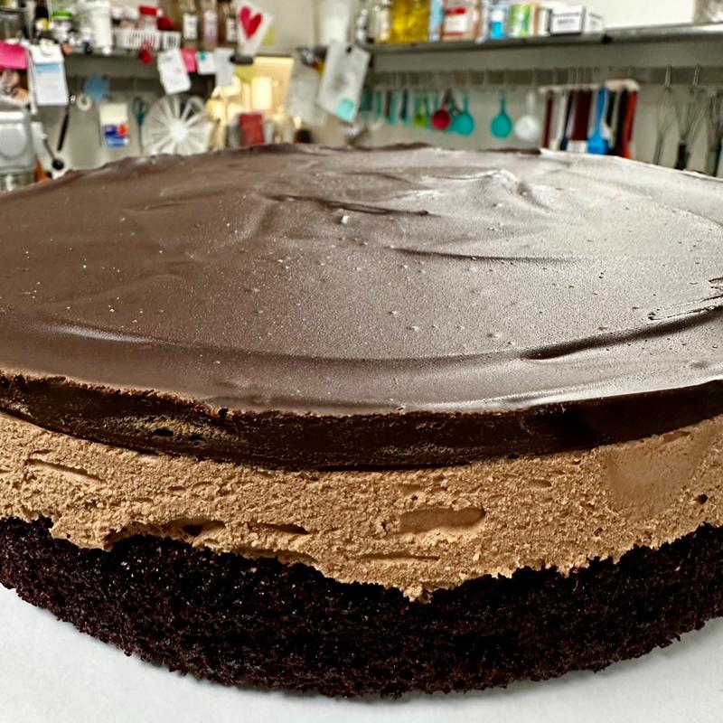 Slice Chocolate ganache cake photo