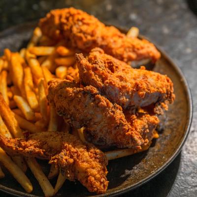 Fried chicken and fries.
