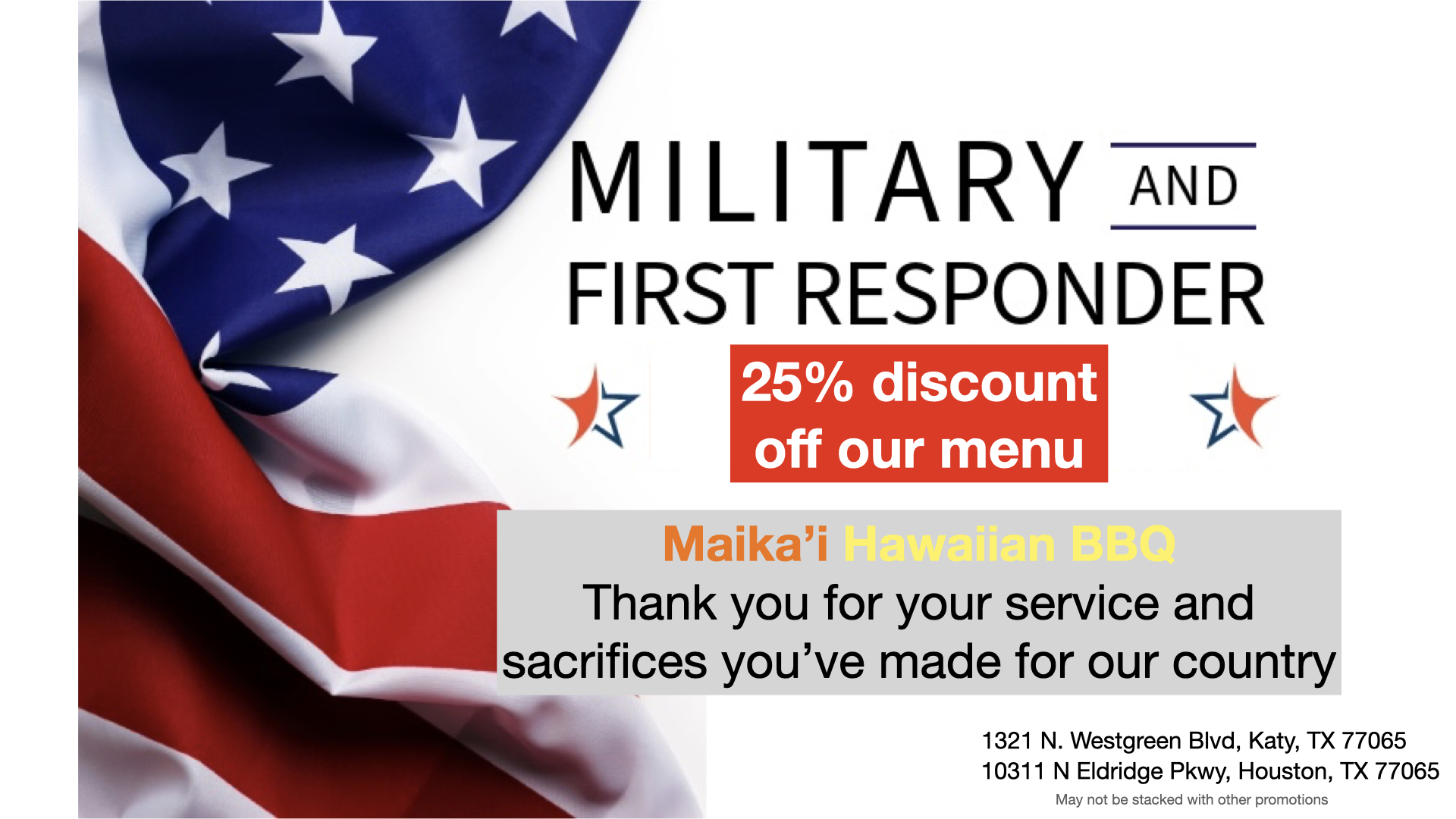 Military, law enforcement and first responders 25% discount