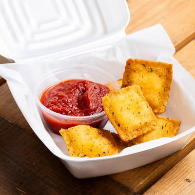 Ravioli, with marinara sauce.