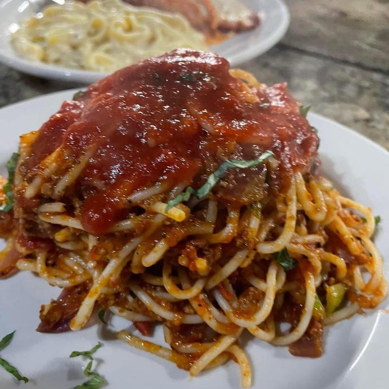 Spaghetti with meat sauce photo