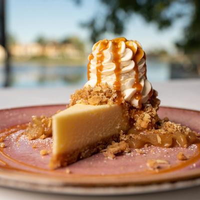 Apple Cheesecake served