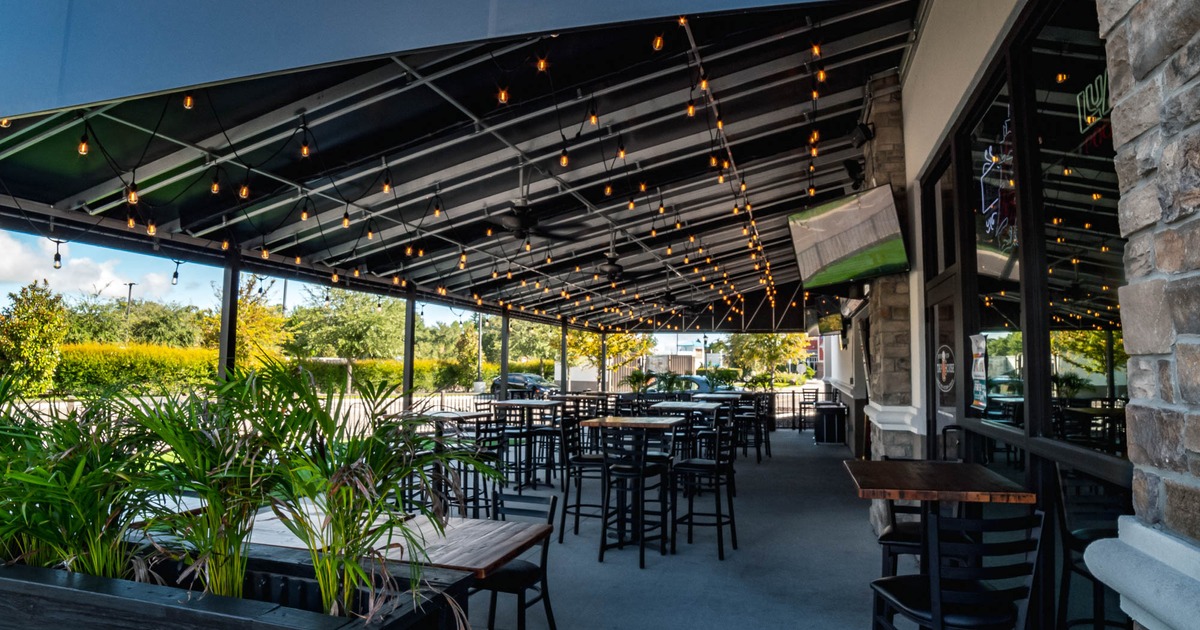 Covered outdoor seating area