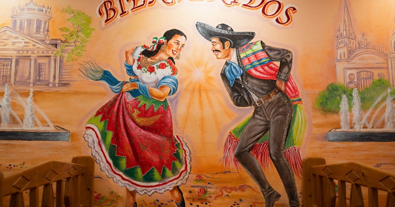 Mexican traditional dance, draw on the wall