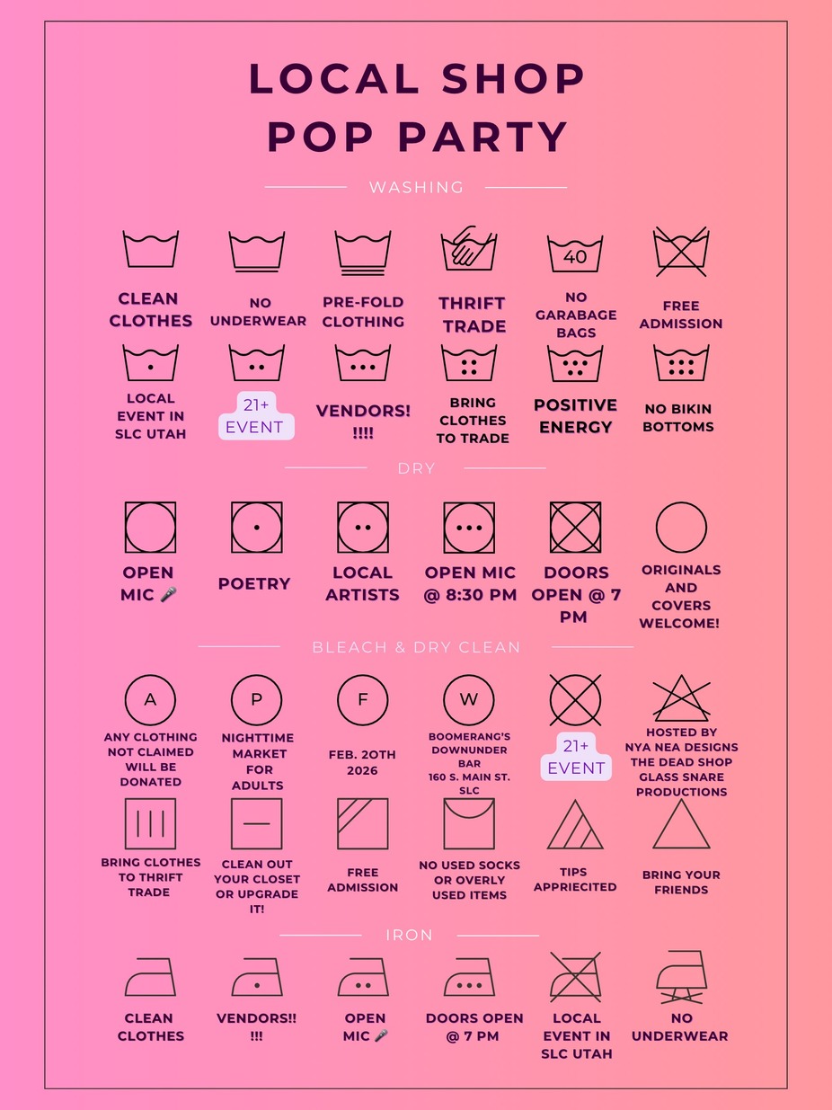 Local Shop Pop Party (Thrift Trade + Open Mic Night) event photo