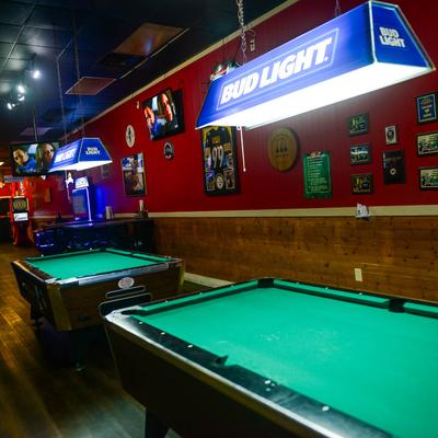 Pool tables.