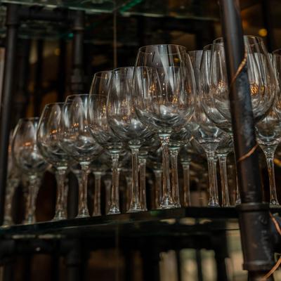 Interior detail, vine glasses