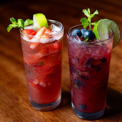 Strawberry and Blueberry Mojitos.