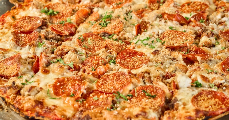 Bob's Special pizza topped with pepperoni, close-up