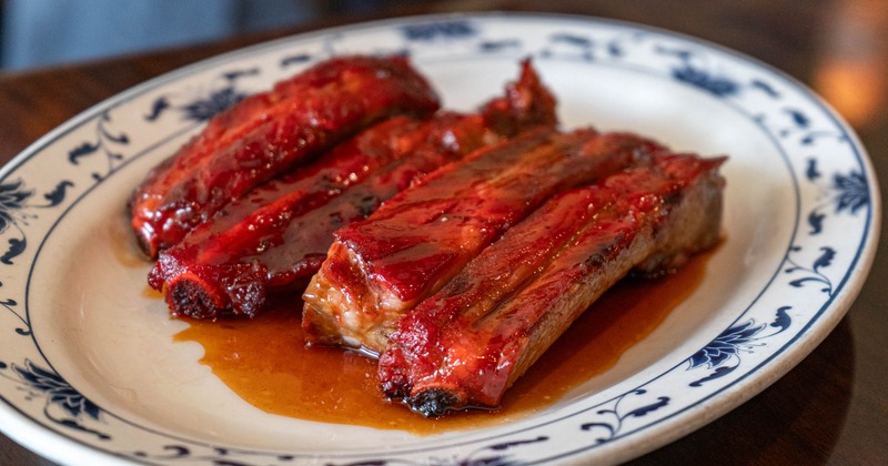 Chinese BBQ Pork Ribs served on a plate