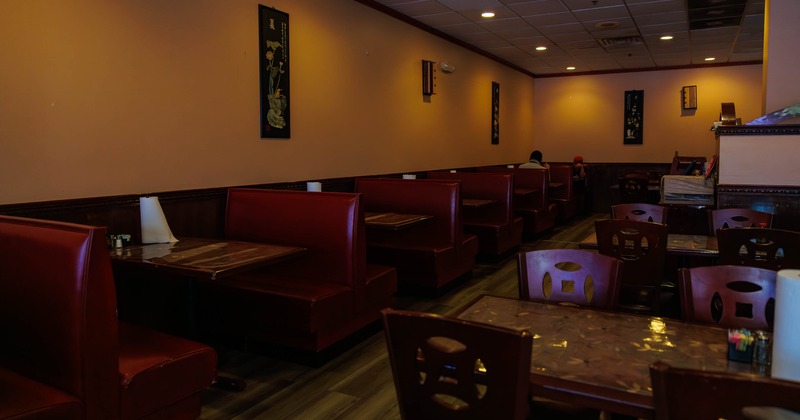 Interior, tables ready for guests