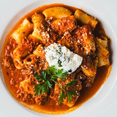 Rigatoni Bolognese.