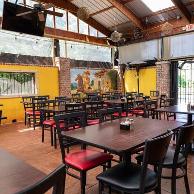 Interior, wide view of dining area.