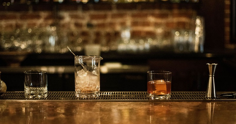 Interior, drinks on a bar counter