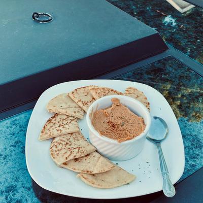 Pita bread and humus.