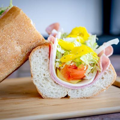 Close up of an Italian sub.