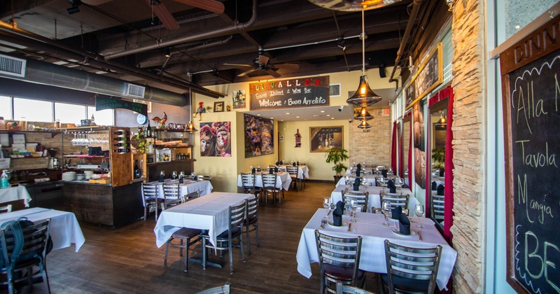 Interior, tables ready for guests