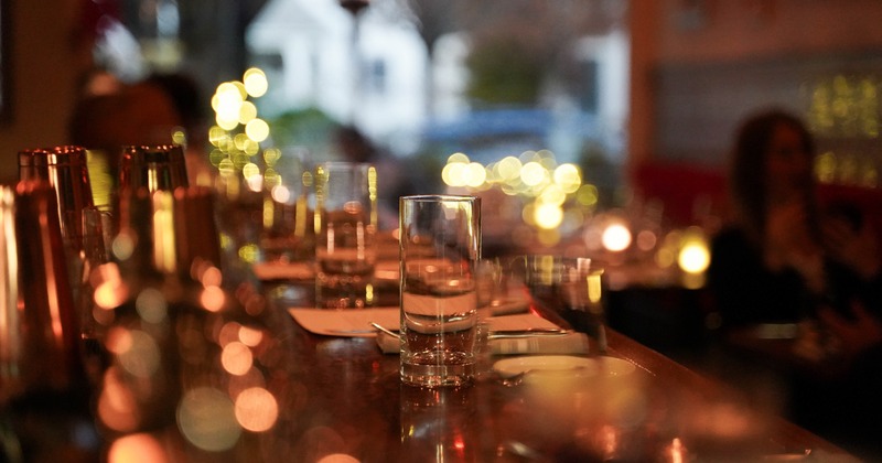 Diner bar, diner set up, close up view