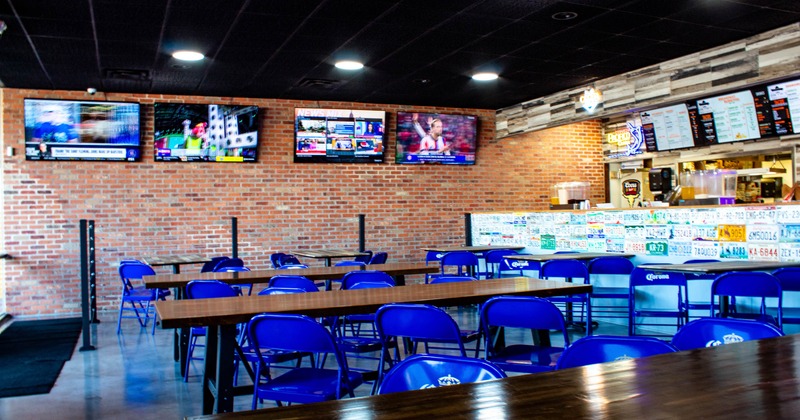 Interior, seating area with tables and chairs