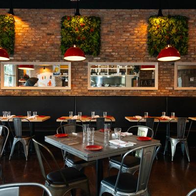 Interior, wide view of dining area.