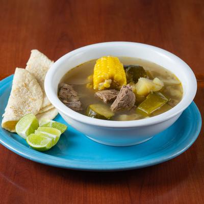 Beef stewed with fresh vegetables, served