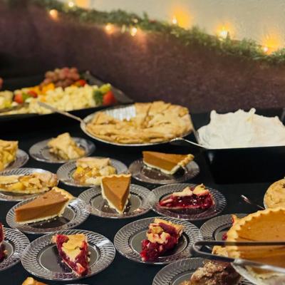 Various served desserts.
