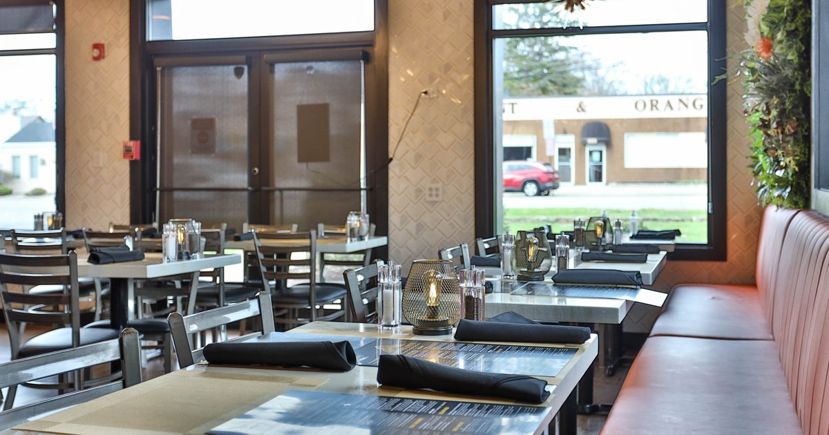 Inside, table ready for guests