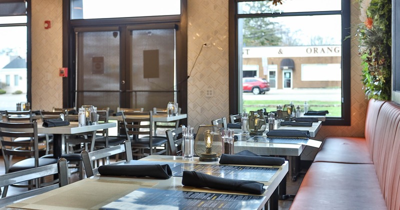 Inside, table ready for guests