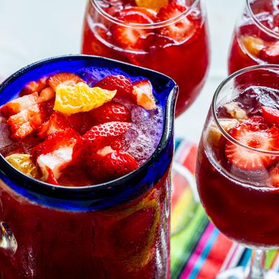 Pitcher and glasses of house made sangria.