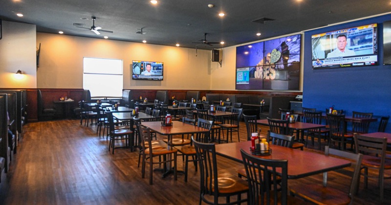 Interior dining area, tables ready for guests