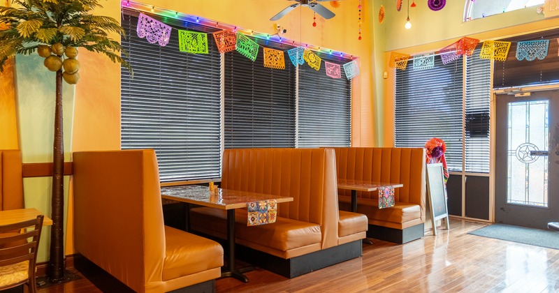 Diner area, tables, booths