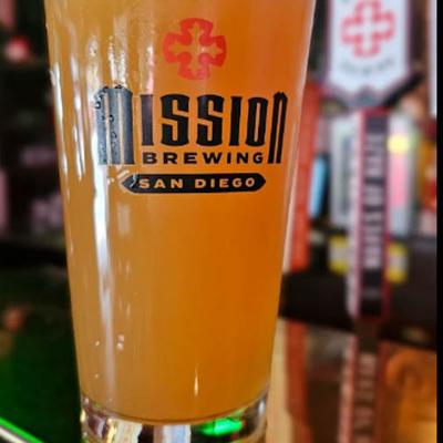 Pint of beer served on the bar counter.