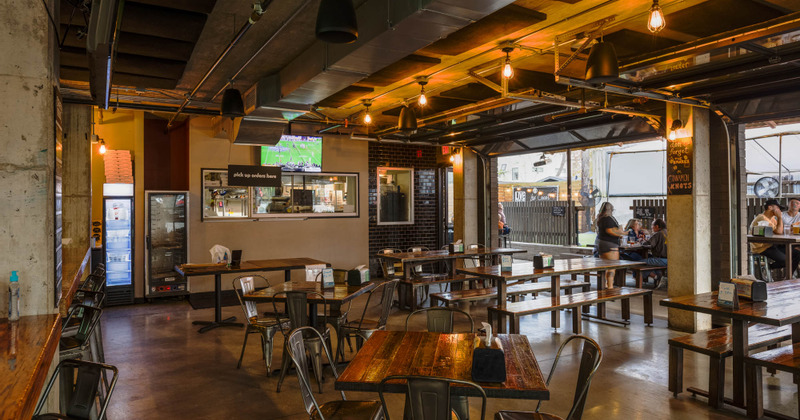 Interior, tables ready for guests