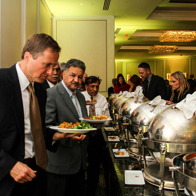 Serious gentleman picking what to eat