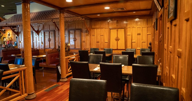 Interior, dining tables and booths