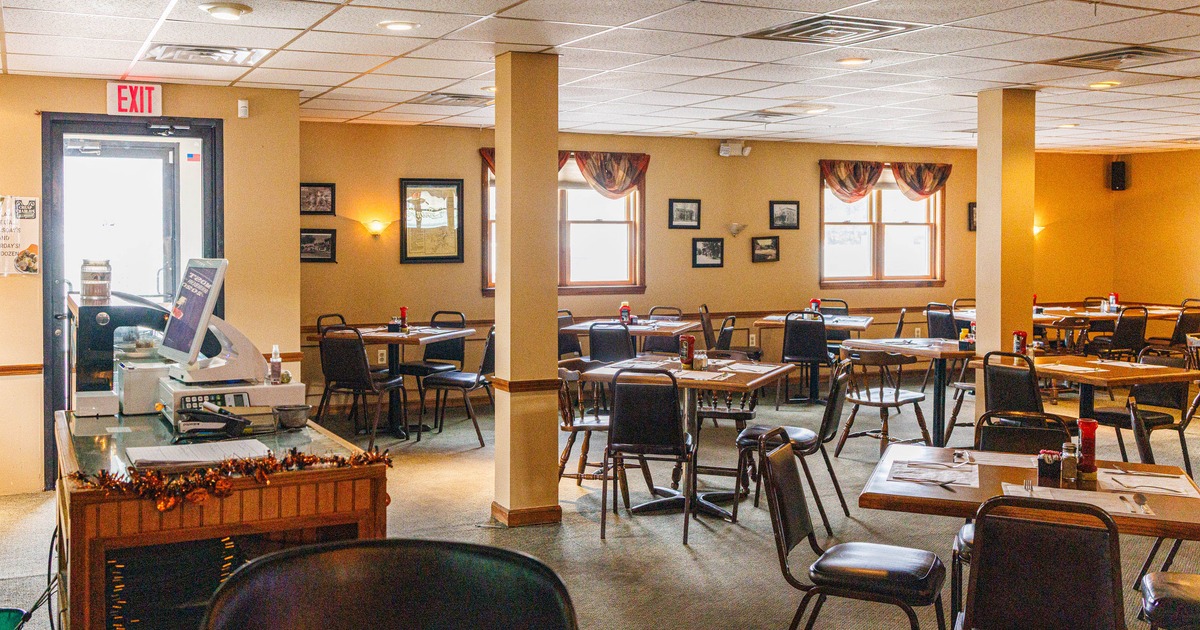 Interior seating area with chairs and tables
