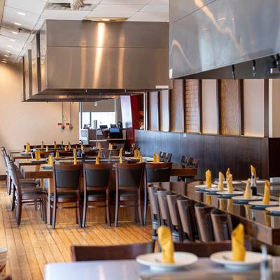 The interior of a Teppanyaki-style dining area.