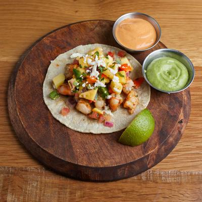 Fried Camaron Taco, served.