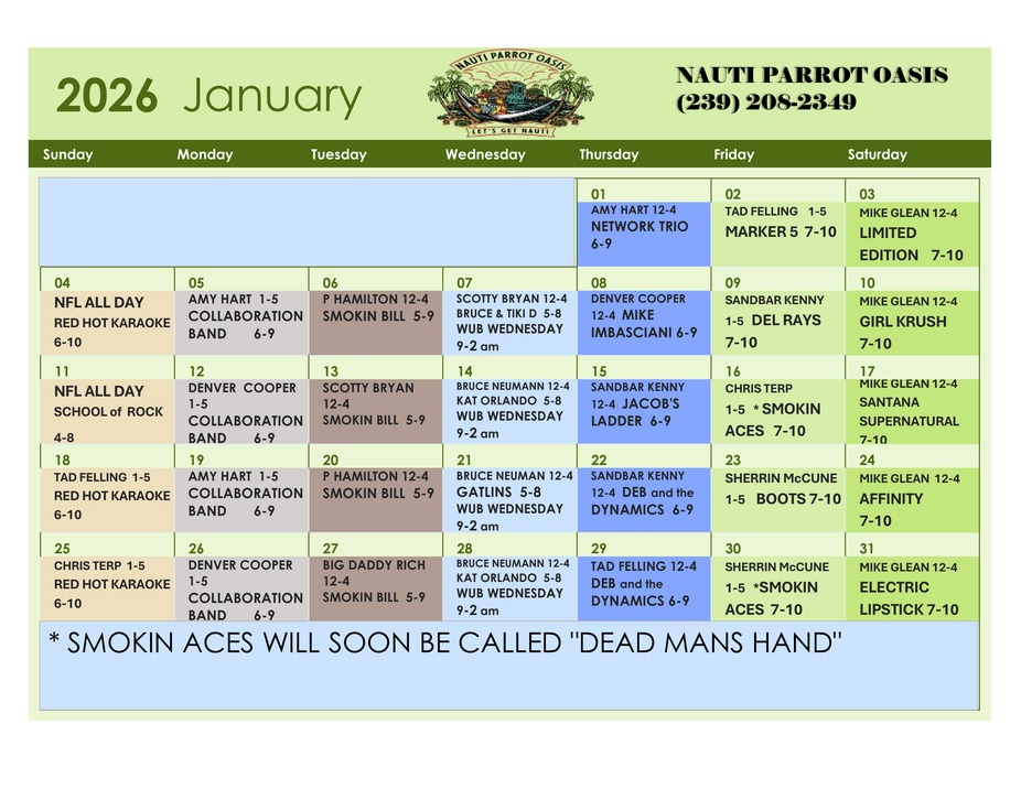 Oasis Events Calendar