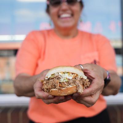 minced barbecue sandwich.