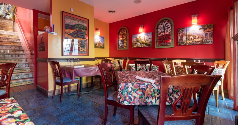 Interior, dining tables and chairs