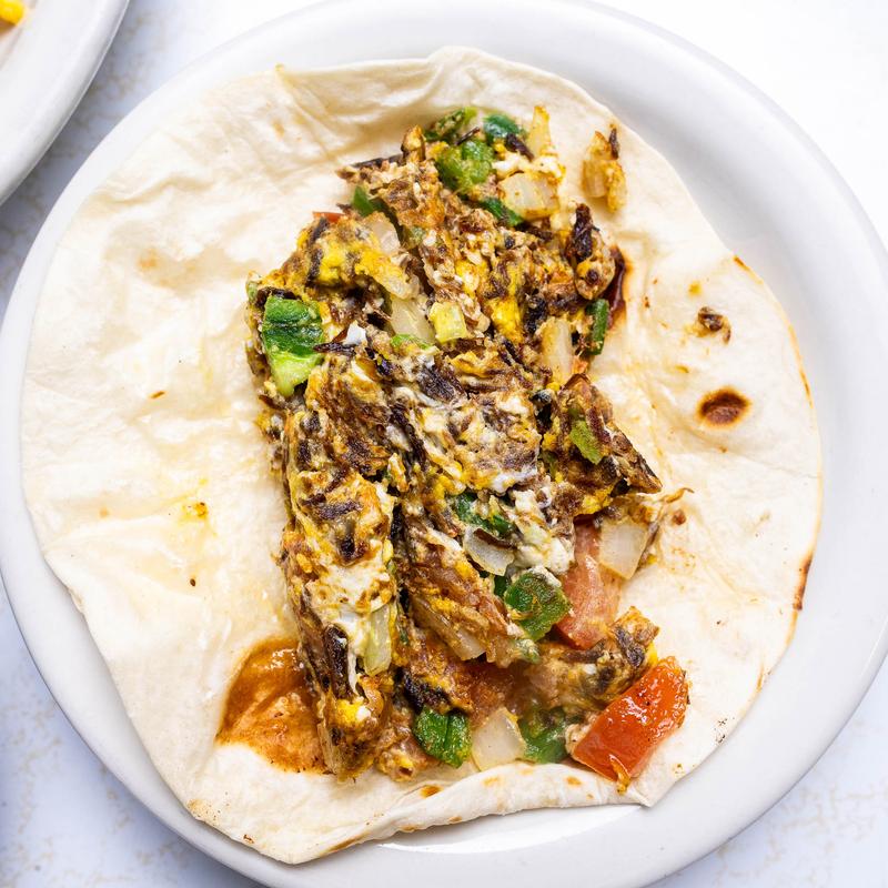 Machacado with Egg, Tomatoes, Onions and Chile Jalapeño