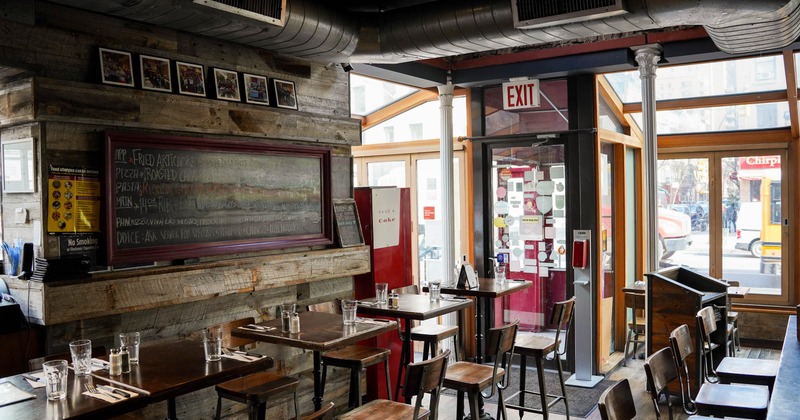 Interior, seating area with an entrance