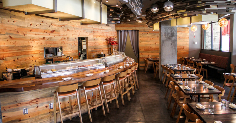 Interior, food counter and set dining area