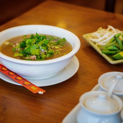 A soup and side dishes.