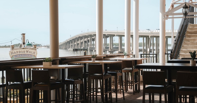 Exterior seating space with a view