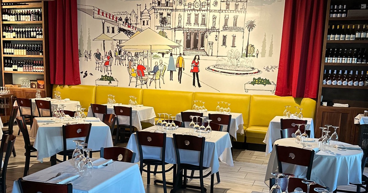 Interior, tables and chairs, art on the wall